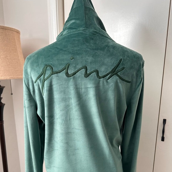 Victoria's Secret Pink Velour Full Zip Jacket Hoodie - Picture 2 of 2